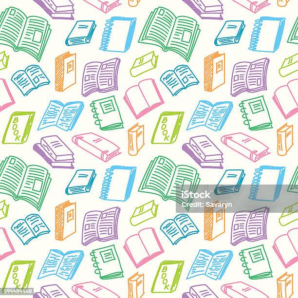 Books Sketch Seamless Stock Illustration - Download Image Now - Book, Backgrounds, Pattern
