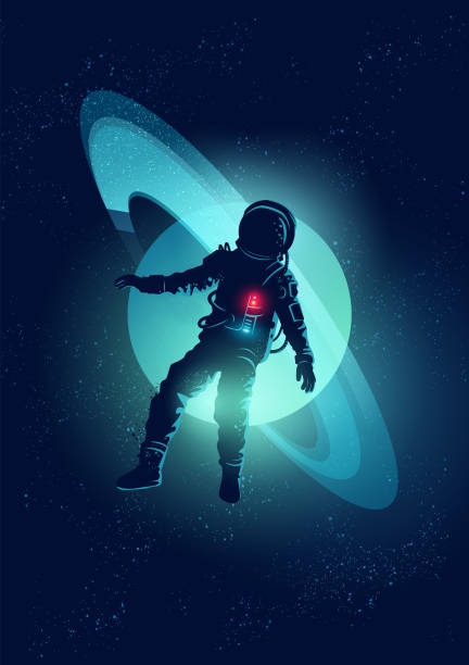 Astronaut Floating In Space An astronaut floating through Space. Vector illustration astronaut silhouettes stock illustrations