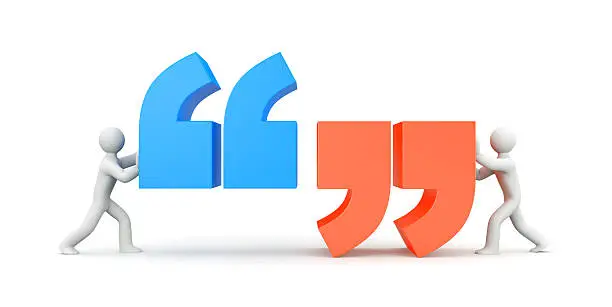 Quote. People and quote symbol. 3d illustration