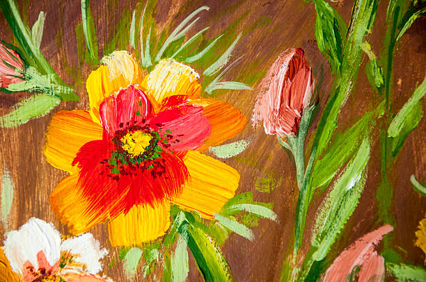 picture,flowers,  paint, painting, colourful background, background, colorful, color, abstract, art, brown