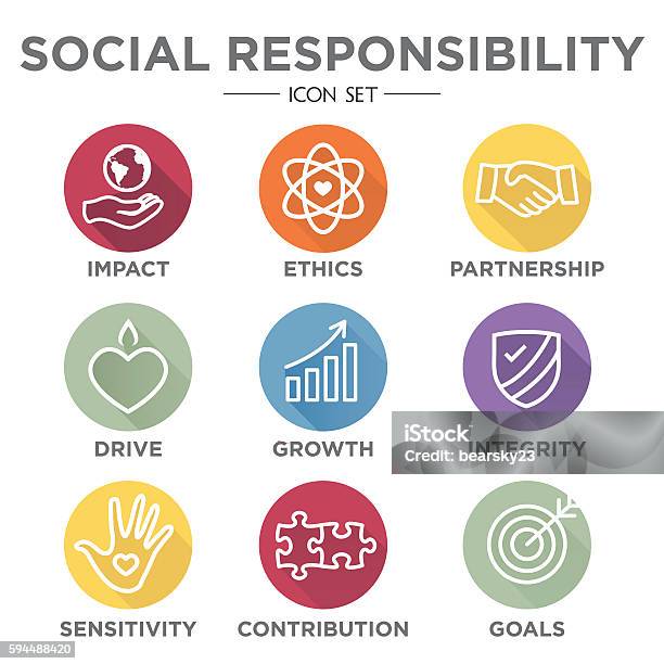 Social Responsibility Outline Icon Set Stock Illustration - Download Image Now - Infographic, Respect, Business