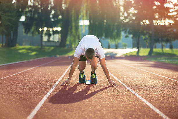 istock Detailed view of a sprinter getting ready to start. 594489158