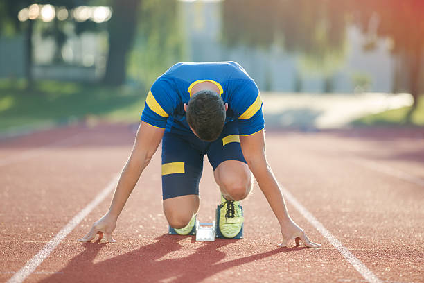 istock Detailed view of a sprinter getting ready to start. 594489596