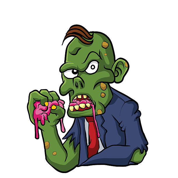 Zombie eating brains. Zombie eating brains.zombie cartoon . brain eater stock illustrations