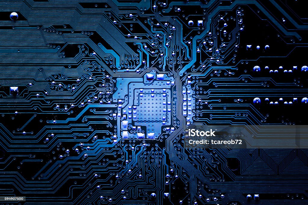 Closeup electronic circuit board Closeup electronic circuit board background. Computer Chip Stock Photo