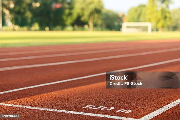 Red Race Track With Numbers Stock Photo - Download Image Now - Artificial, Asphalt, Athlete