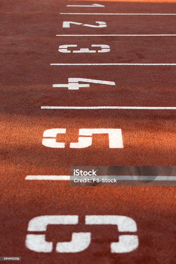 Red race track with numbers. Number 100 Stock Photo