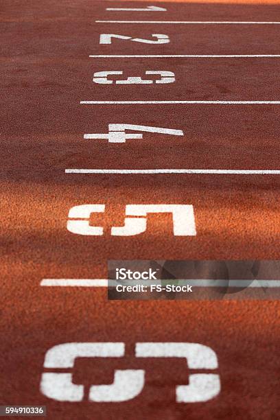 Red Race Track With Numbers Stock Photo - Download Image Now - Number 100, Sprint, Sprinting
