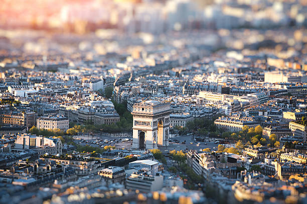 Arc de Triomphe In Paris Arc de Triomphe at sunset (Paris, France). tilt shift stock pictures, royalty-free photos & images