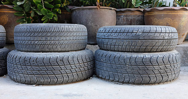 Car tire tied for protect bumping on street