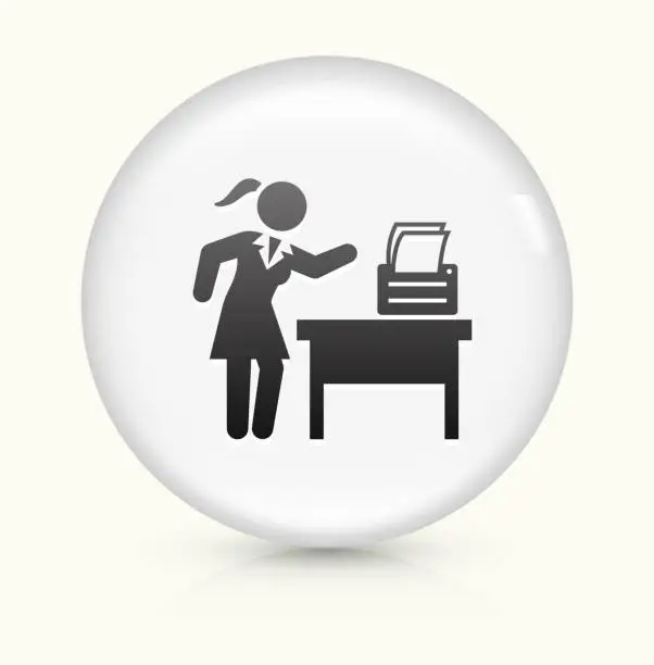 Vector illustration of Paperwork icon on white round vector button