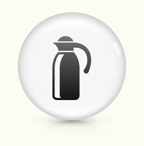 Vector illustration of Coffee icon on white round vector button