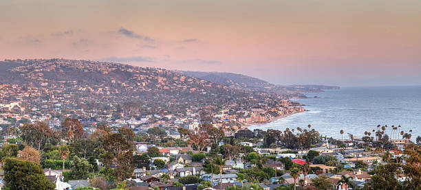 istock Blue sky over the coastline of Laguna Beach 594912928