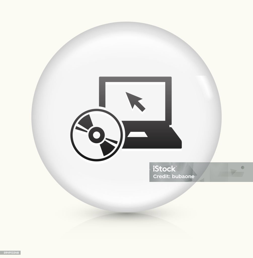 DVD Player icon on white round vector button DVD Player Icon on simple white round button. This 100% royalty free vector button is circular in shape and the icon is the primary subject of the composition. There is a slight reflection visible at the bottom. Backup stock vector