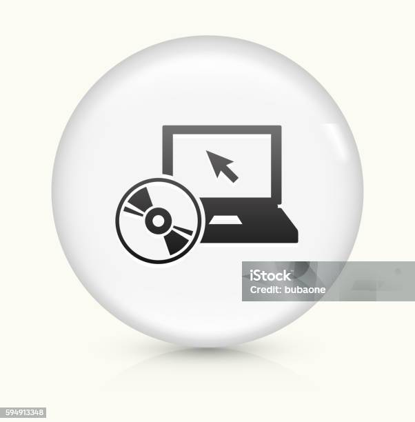 Dvd Player Icon On White Round Vector Button Stock Illustration - Download Image Now - Backup, Beige, CD-ROM