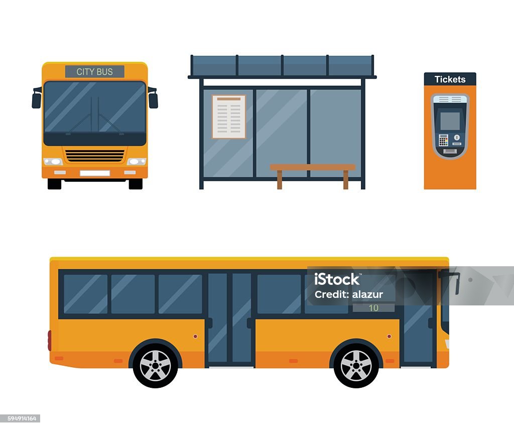 Flat style concept of public transport. - Royaltyfri Buss vektorgrafik