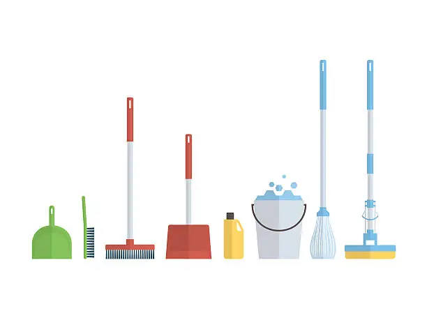Vector illustration of Cleaning set, isolate, flat design