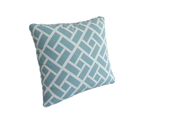 almofada padrão azul genérico isolada - pillow cushion isolated bedding - fotografias e filmes do acervo