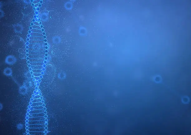 Photo of DNA String on Blue Background