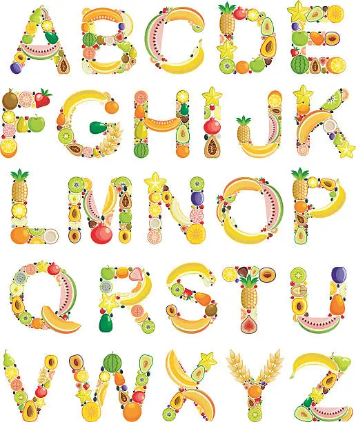 Vector illustration of Fruit alphabet
