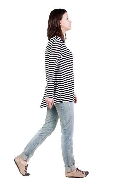 istock back view of walking  woman in jeans . 594922652
