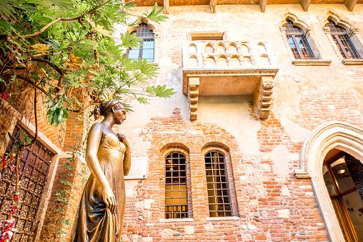 Statue of emperor Trajan in front of the Trajan market Rome Italy