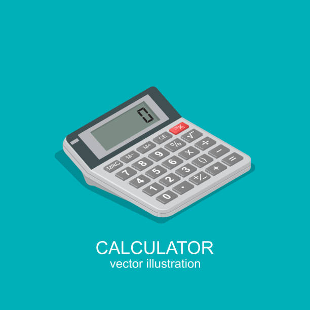 ilustraciones, imágenes clip art, dibujos animados e iconos de stock de icono de la calculadora isométrica - computer icon home finances square shape digital display