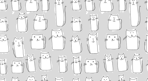 Funny cats family, seamless pattern for your design vector art illustration