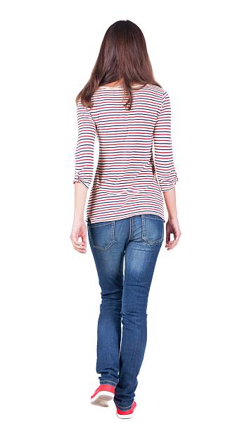 istock back view of walking  woman in jeans . 594924412
