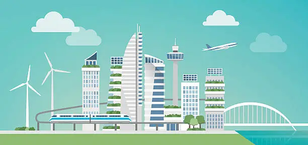 Vector illustration of Futuristic green city