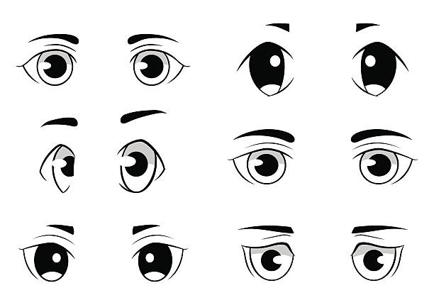 ilustrações de stock, clip art, desenhos animados e ícones de set of anime style eyes isolated on white background - close up of iris
