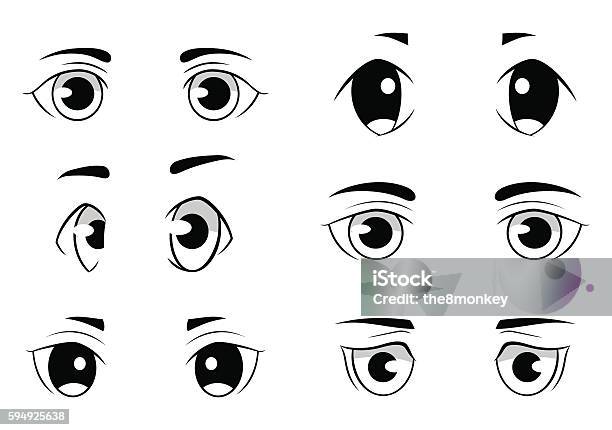 Set Of Anime Style Eyes Isolated On White Background Stock Illustration -  Download Image Now - iStock