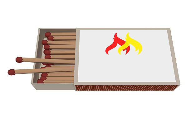 istock Matchbox With Matches Isolated On A White Background, 3d illustration 594927054