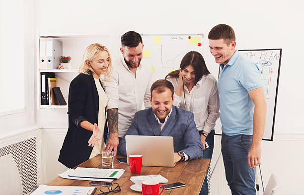istock Happy business people team together have fun in office 594928516