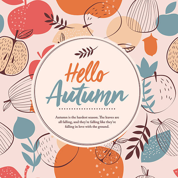 ilustrações de stock, clip art, desenhos animados e ícones de hello autumn frame - modern handmade