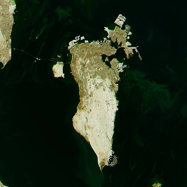 istock Bahrain Topographic Map Natural Color Top View 594935766