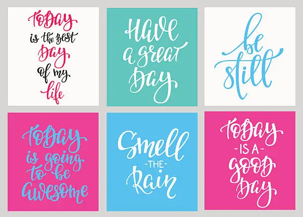 Vector illustration of Lettering postcard quotes set
