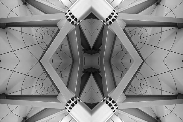 istock Ceiling with metal supporting girders. Abstract contemporary architecture fragment. 594938362