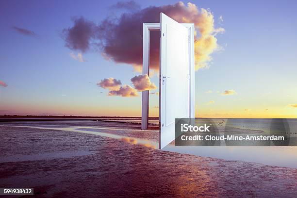 Surrealistic Door To Freedom Stock Photo - Download Image Now - Day Dreaming, Dreamlike, Surrealism