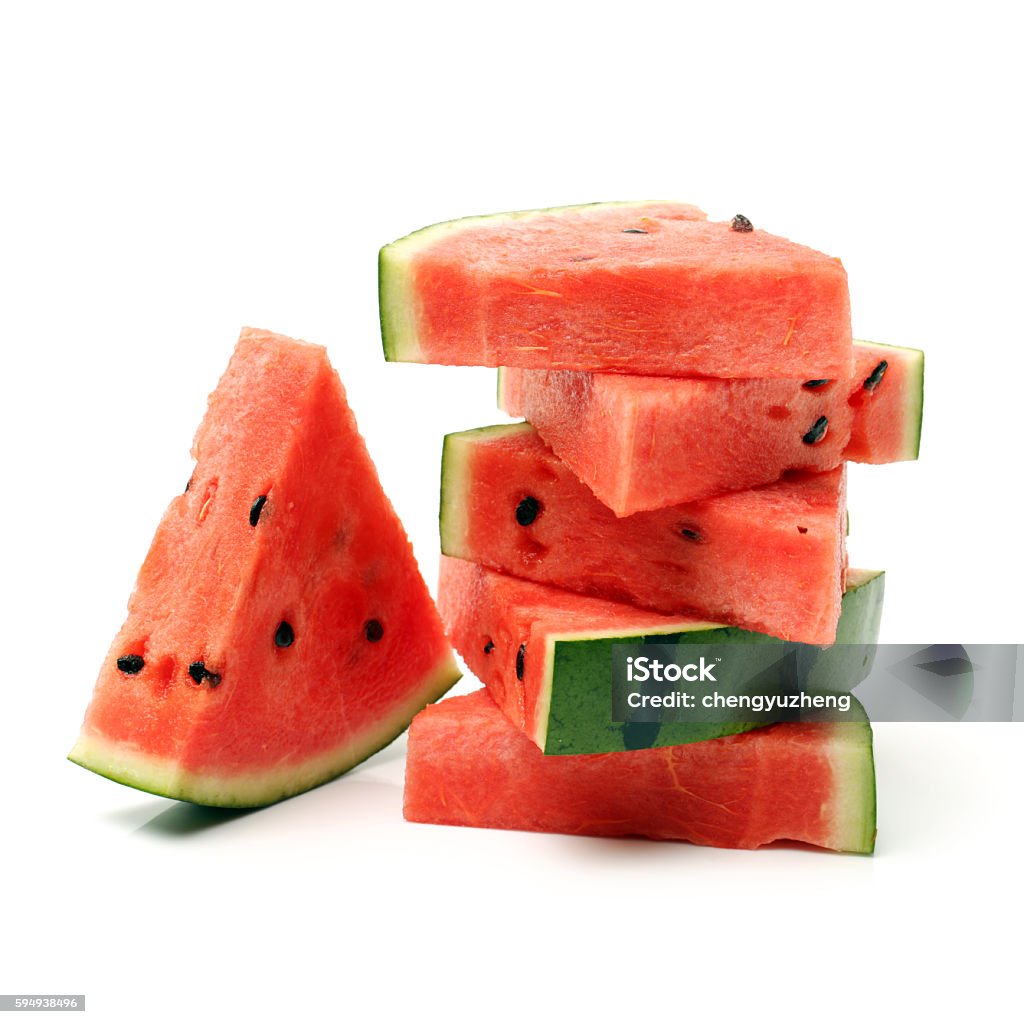 Slice of watermelon Slice of watermelon on white background Watermelon Stock Photo