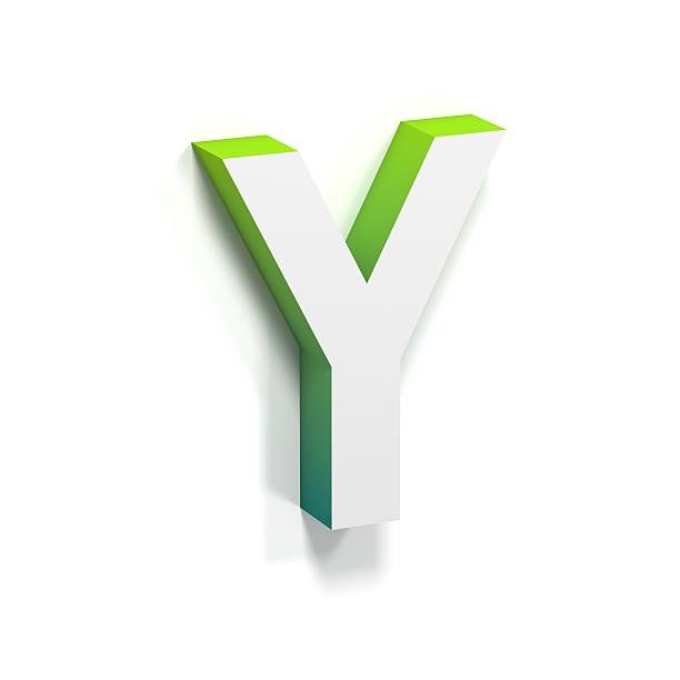 緑のグラデーションと�ソフトシャドウ文字 y - letter y alphabet three dimensional shape green ストックフォトと画像