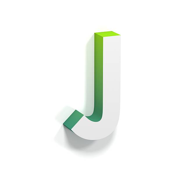 Green gradient and soft shadow letter J Green gradient and soft shadow font. Letter J. 3D render illustration isolated on white background ortogonal stock pictures, royalty-free photos & images