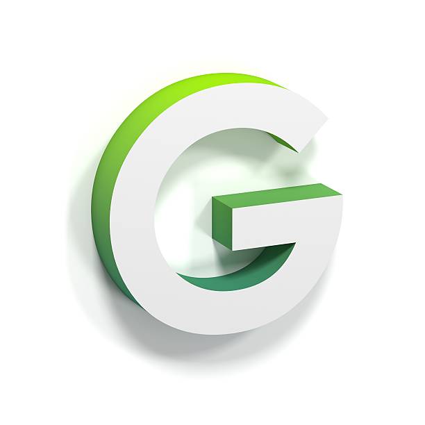 Green gradient and soft shadow letter G Green gradient and soft shadow font. Letter G. 3D render illustration isolated on white background ortogonal stock pictures, royalty-free photos & images