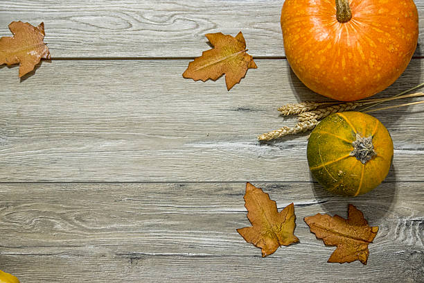 istock Pumpkins on a wooden table 594940296