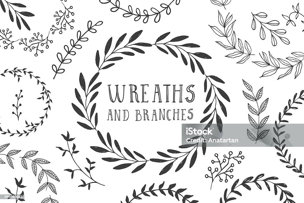 Wreaths e filiali - arte vettoriale royalty-free di Corona di alloro