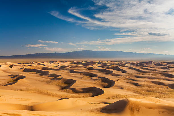 красивый вид на дюны пустыни гоби. монголия. - desert landscape morocco sand dune стоковые фото и изображения