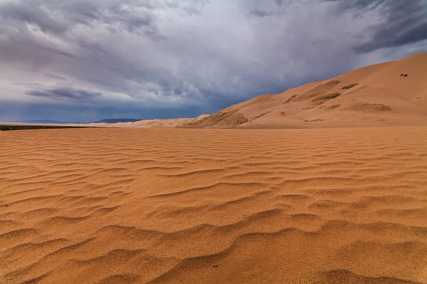 красивая желтая дюна в пустыне. гоби. монголия. - desert landscape morocco sand dune стоковые фото и изображения