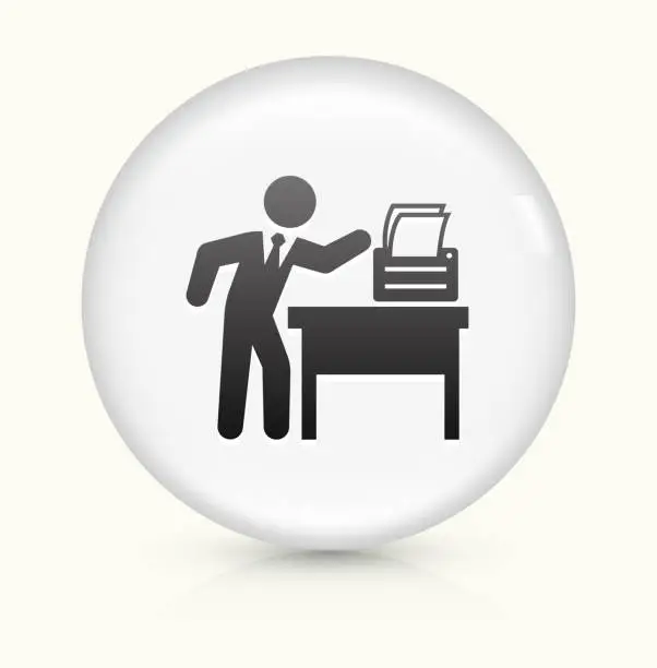 Vector illustration of Paperwork icon on white round vector button