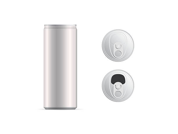 aluminiowe cienkie puszki i widok z góry, odizolowane - drink energy drink can isolated stock illustrations