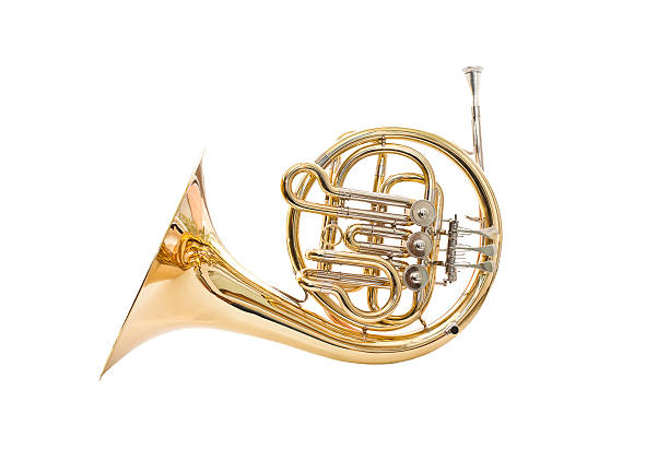 trompa - brass band french horn brass instrument music - fotografias e filmes do acervo